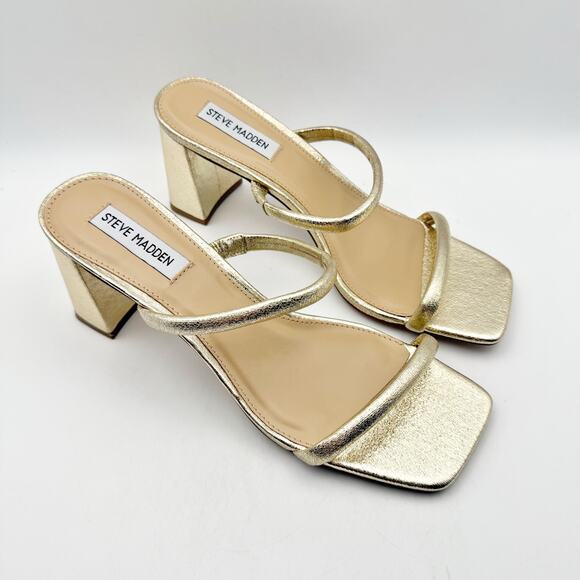 Steve Madden Womens Lilah Heel Sandals US 9M EU 39.5 Gold Metallic NWOB - Picture 6 of 12